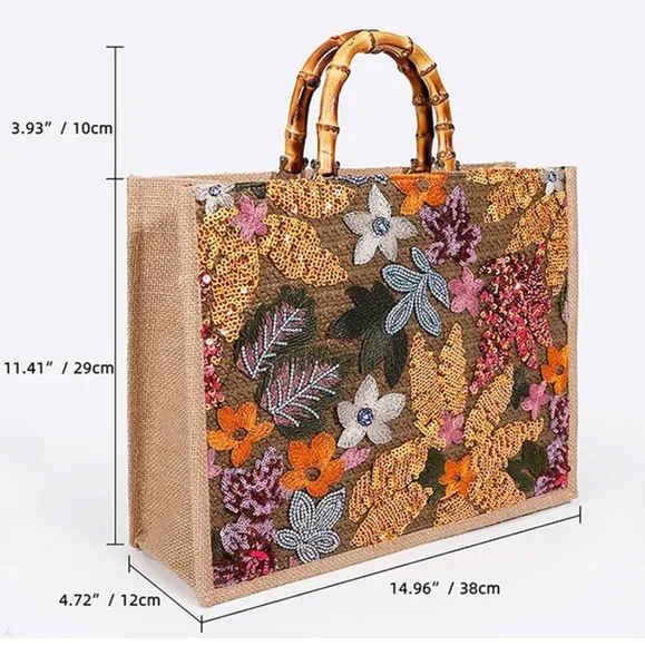 Floral Embroidered Tote Bag - Multicolor - Picture 3 of 9